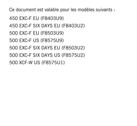 PDF - French Language - Ktm 2021 - 450 500 exc-f six days xcf-w - Manuel De Reparation -  Service Workshop Repair Manual
