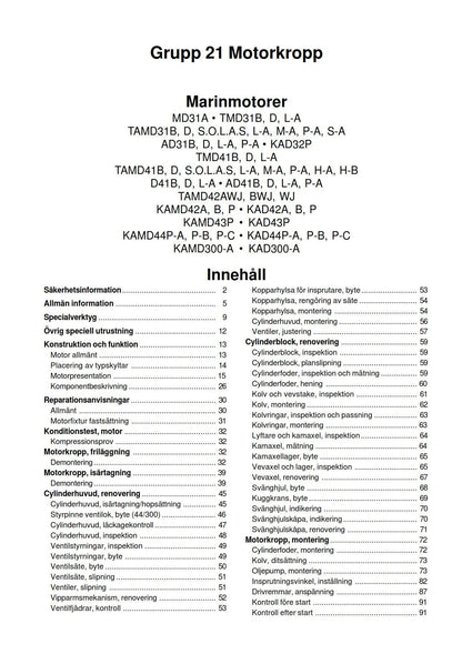 Volvo Penta - Motorkropp - 31 32 41 42 43 44 300 Serien - Verkstadshandbok