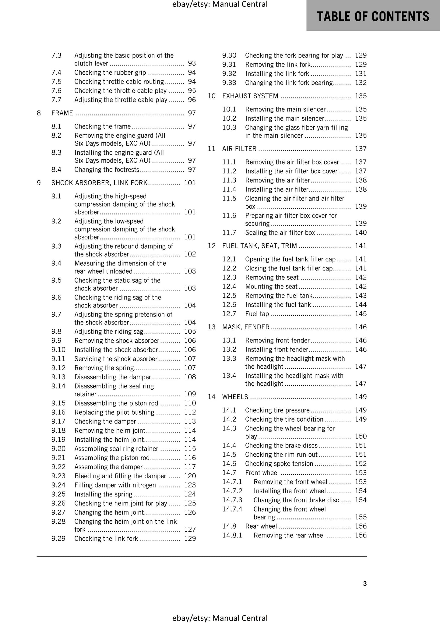 KTM 2018 - 250 300 Exc Six Days Xc-w - Service Workshop Repair Manual
