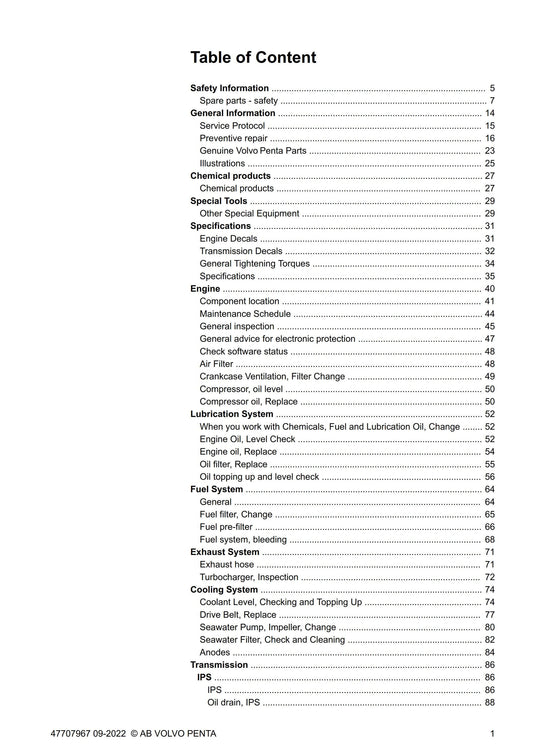 Volvo Penta - D4 D6 - Service & Maintenance Manual
