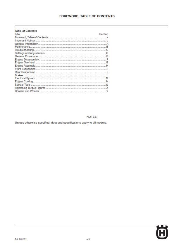 Husqvarna 2011 2012 2013 - WRE SMS 125 - Service Workshop Repair Manual