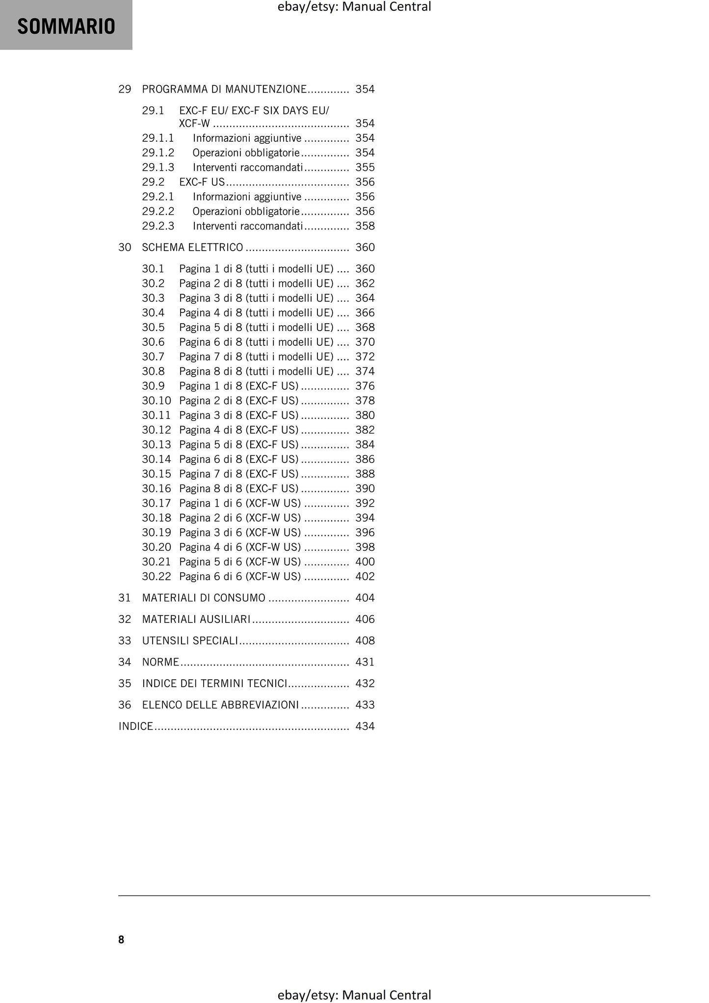 Italian Language - 2021 KTM 2021 450 500 Exc-f Six Days Xcf-w - Manuale Di Riparazione