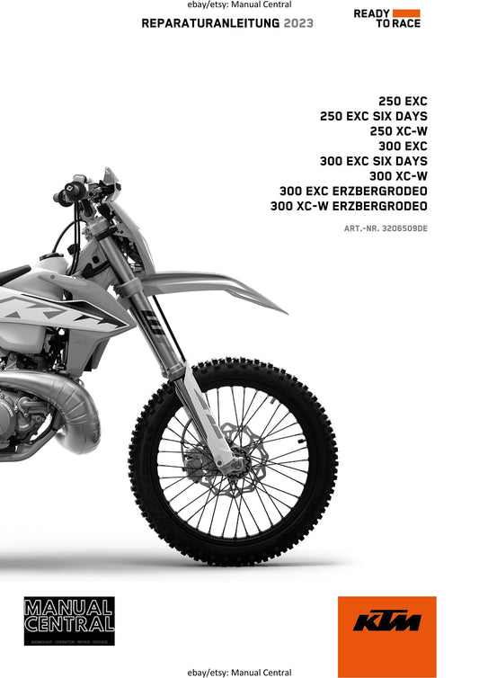 German Language - KTM 2023 - 250 300 Exc Six Days Xc-w Erzbergrodeo - Reparaturanleitung - Service Workshop Repair Manual