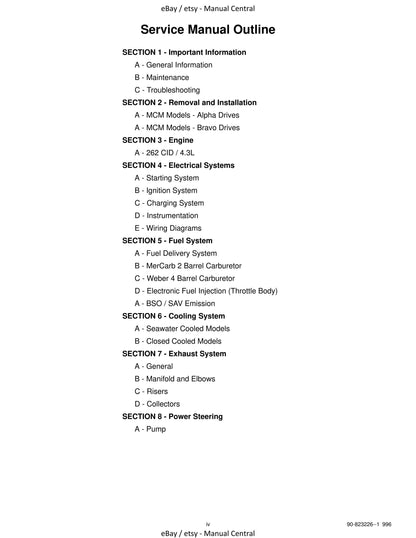Mercury Mercruiser Service Manual 18 - Marine Engines GM V-6 262 CID (4.3L) Balance Shift Gen+ Engines