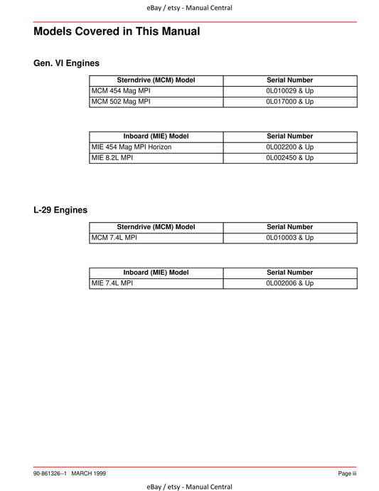 Mercury Mercruiser Service Manual 23 - Marine Engines GM V8 454 502 Cid (7.4L) (8.2L)