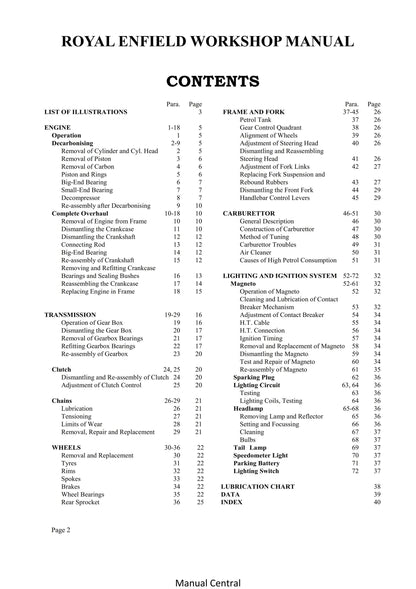 1945 to 1950 Royal Enfield 125cc Two Stroke Model RE- Workshop Service Repair Manual