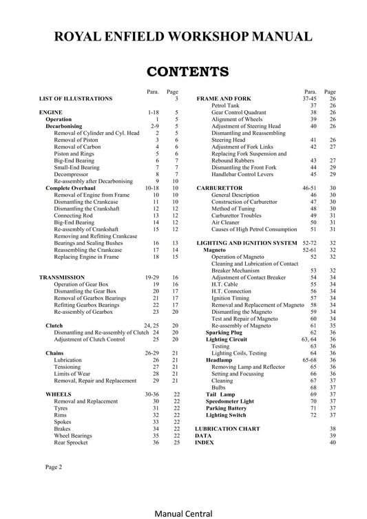 1945 to 1950 Royal Enfield 125cc Two Stroke Model RE- Workshop Service Repair Manual