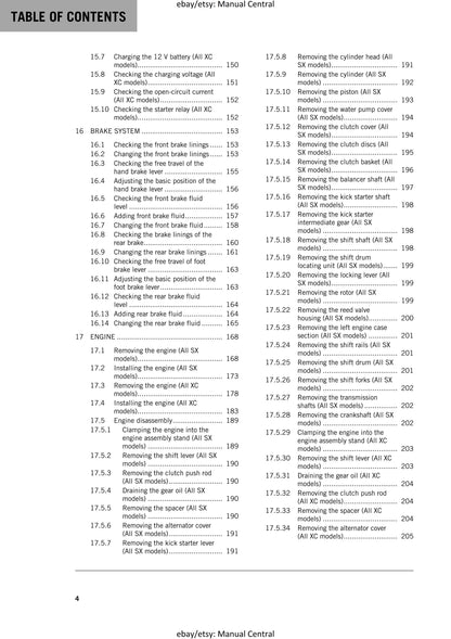 KTM 2018 - 250 300 SX XC - Service Workshop Repair Manual