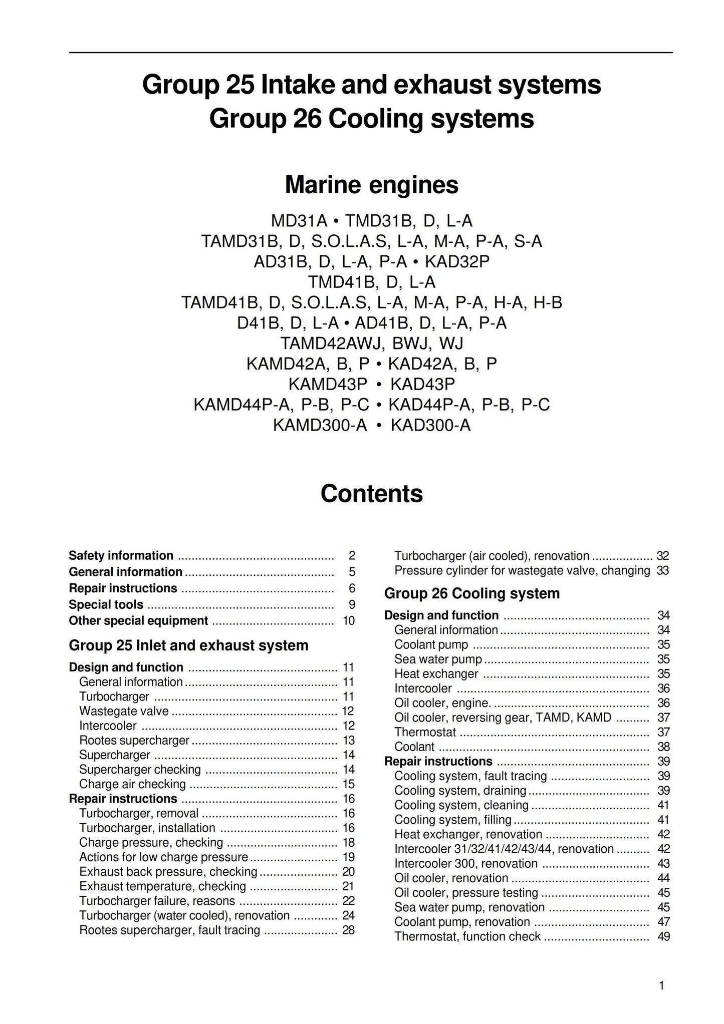 Volvo Penta - Intake Exhaust Cooling systems - 31 32 41 42 43 44 300 Series - Workshop Service Repair Manual