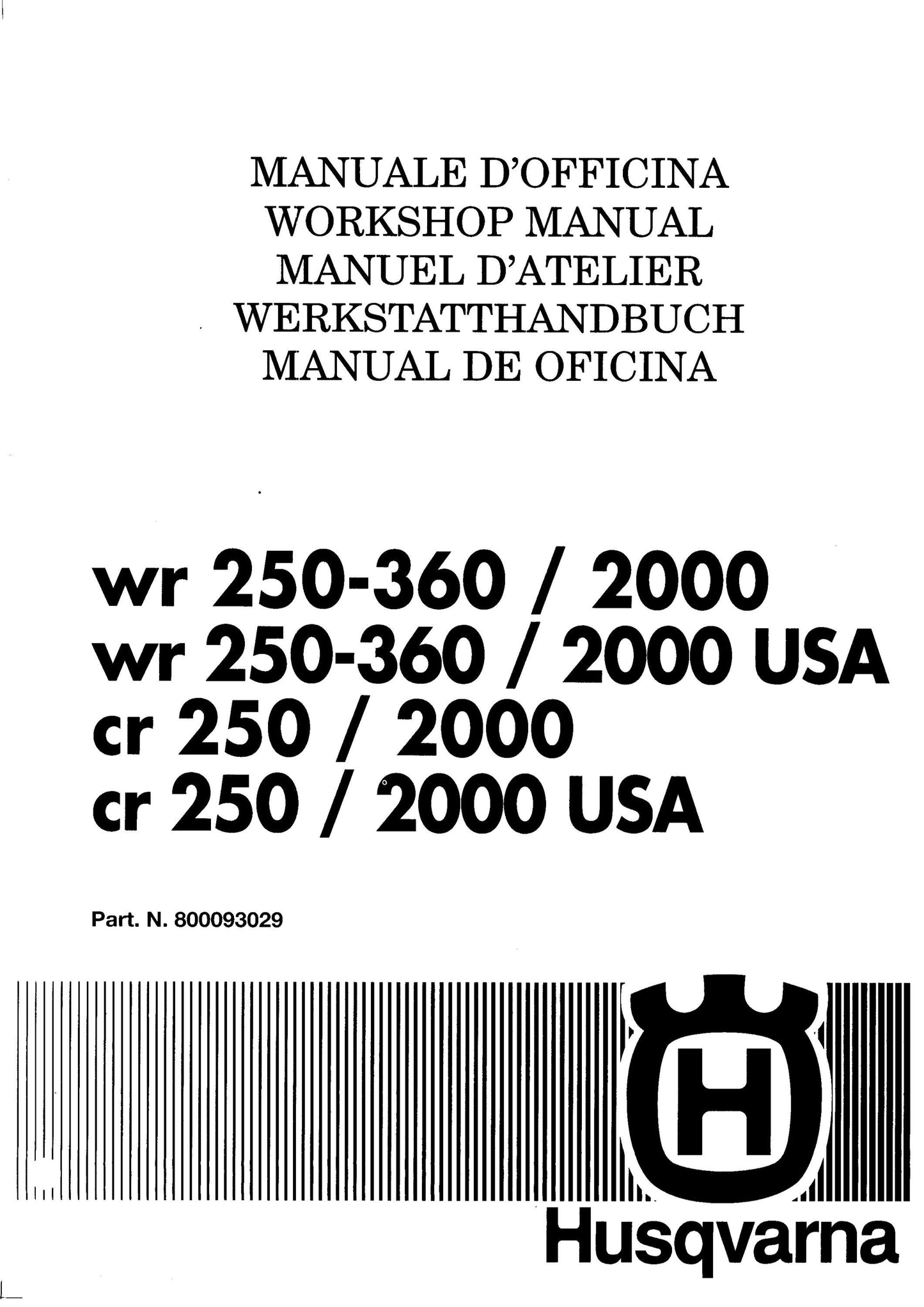 Husqvarna 2000 - CR WR 250 360- Workshop Service Repair