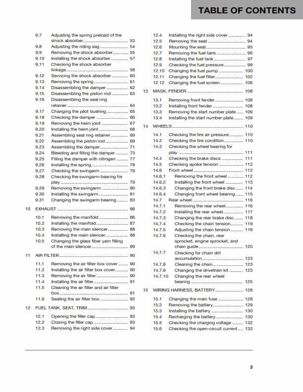 Husqvarna 2016 - FC 250 - Service Workshop Repair Manual