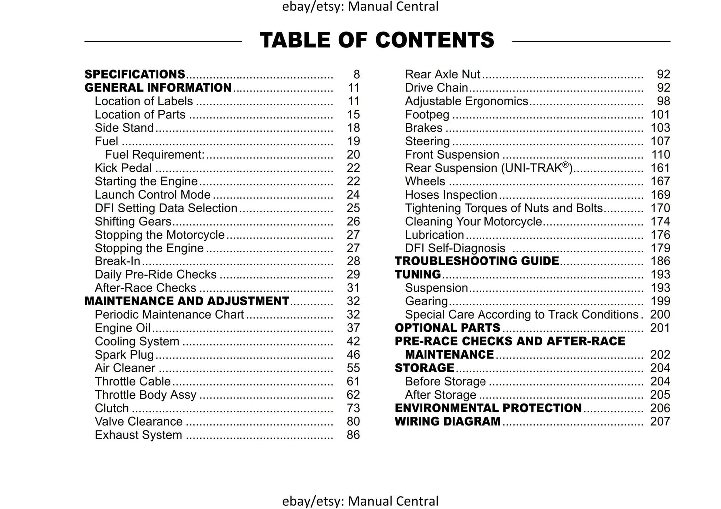 Kawasaki 2018 - KX250F - Owners Manual