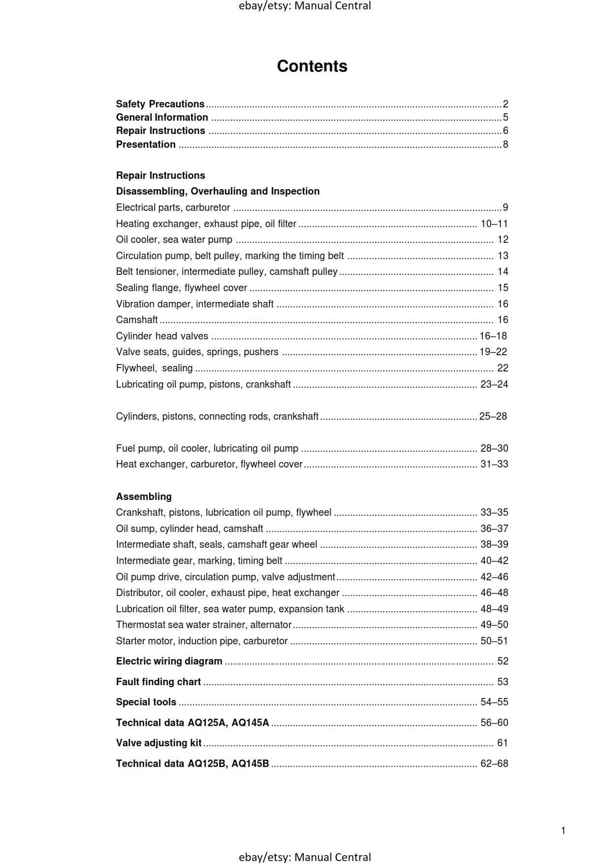 Volvo Penta Engine Unit - AQ125A AQ125B AQ145A AQ145B - Workshop Service Repair Manual