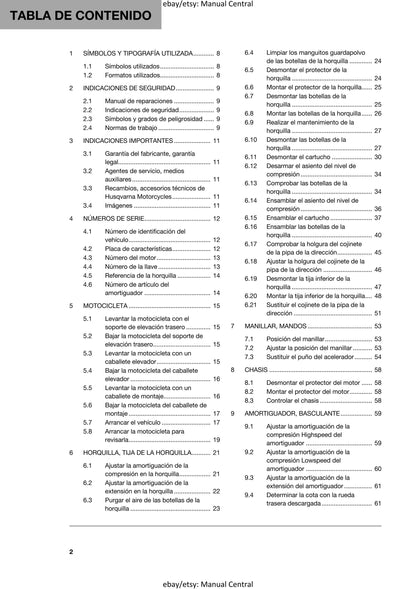 Spanish Language - Husqvarna 2020 - 701 Enduro  - Manual de Reparacion