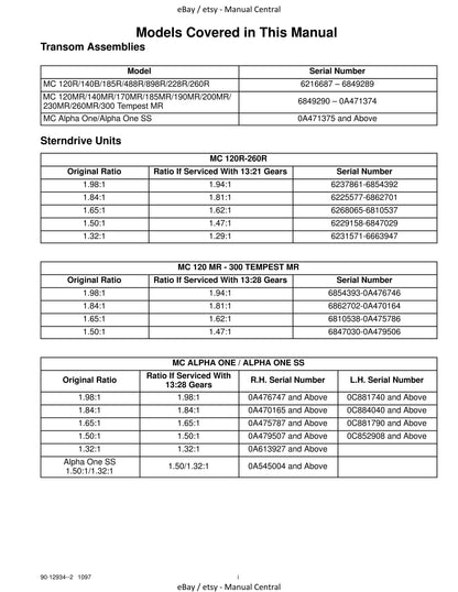 Mercury Mercruiser Service Manual 6 - Sterndrive Units - R.MR Alpha One SS