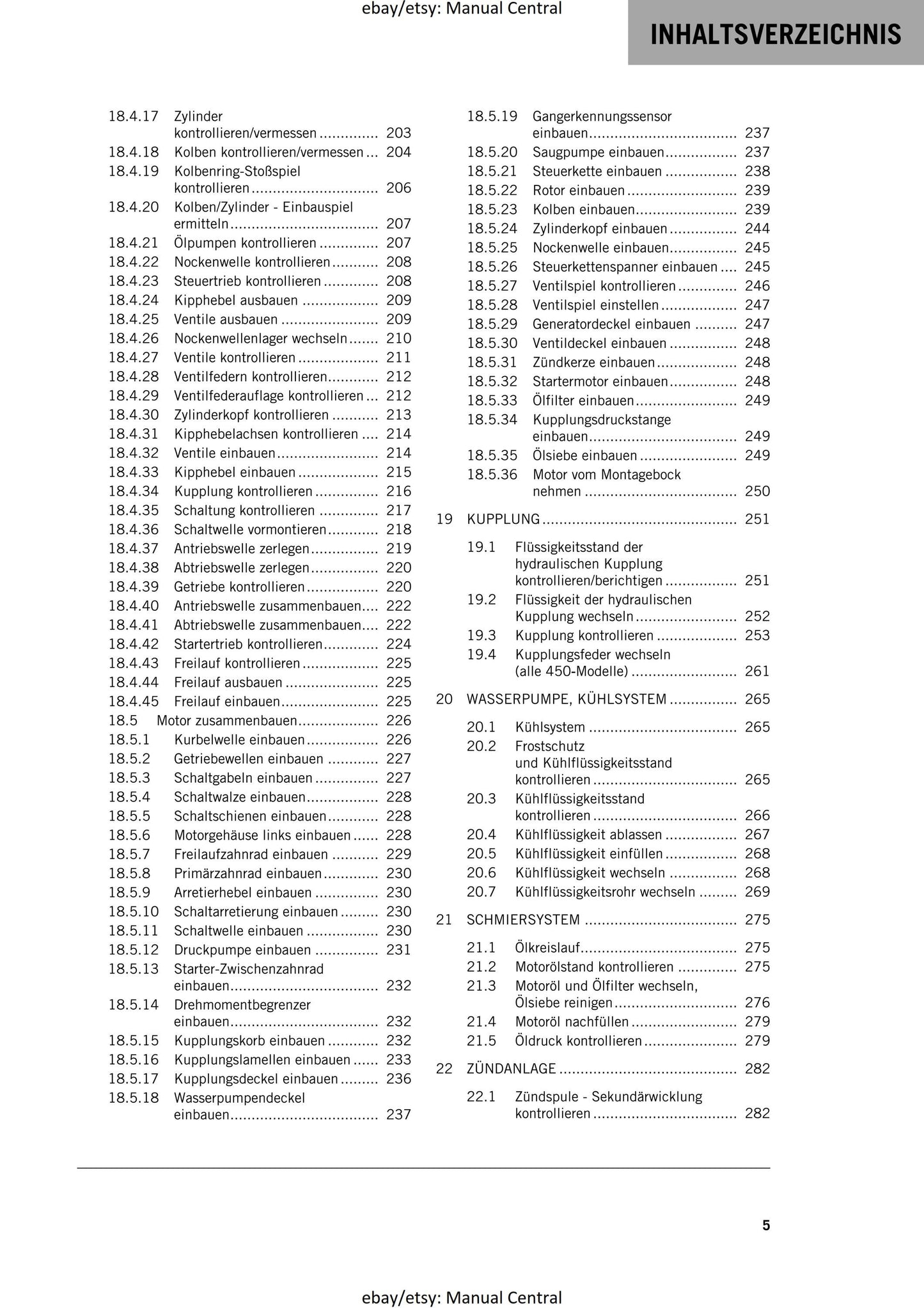 German Language - KTM 2022 - 450 500 Exc-f Six Days Xcf-w - Reparaturanleitung