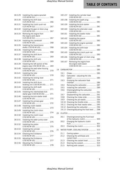 KTM 2017 - 125 150 XC-W - Service Workshop Repair Manual