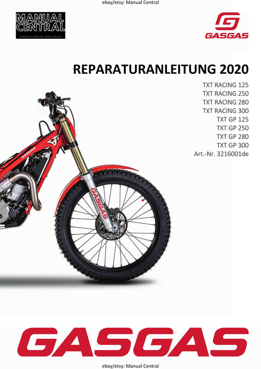 German Language - Gasgas 2020 Txt Racing 125 250 280 300, Txt Gp 125 250 280 300 - Reparaturanleitung