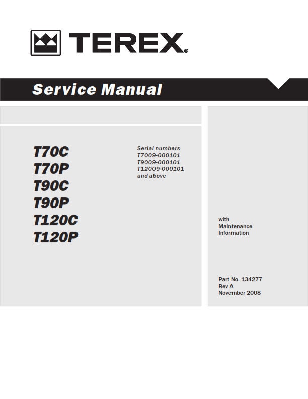 Terex - T70C T70P T90C T90P T120C T120P - Workshop Service Repair Manual - 2008
