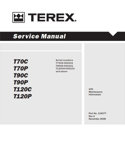 Terex - T70C T70P T90C T90P T120C T120P - Workshop Service Repair Manual - 2008