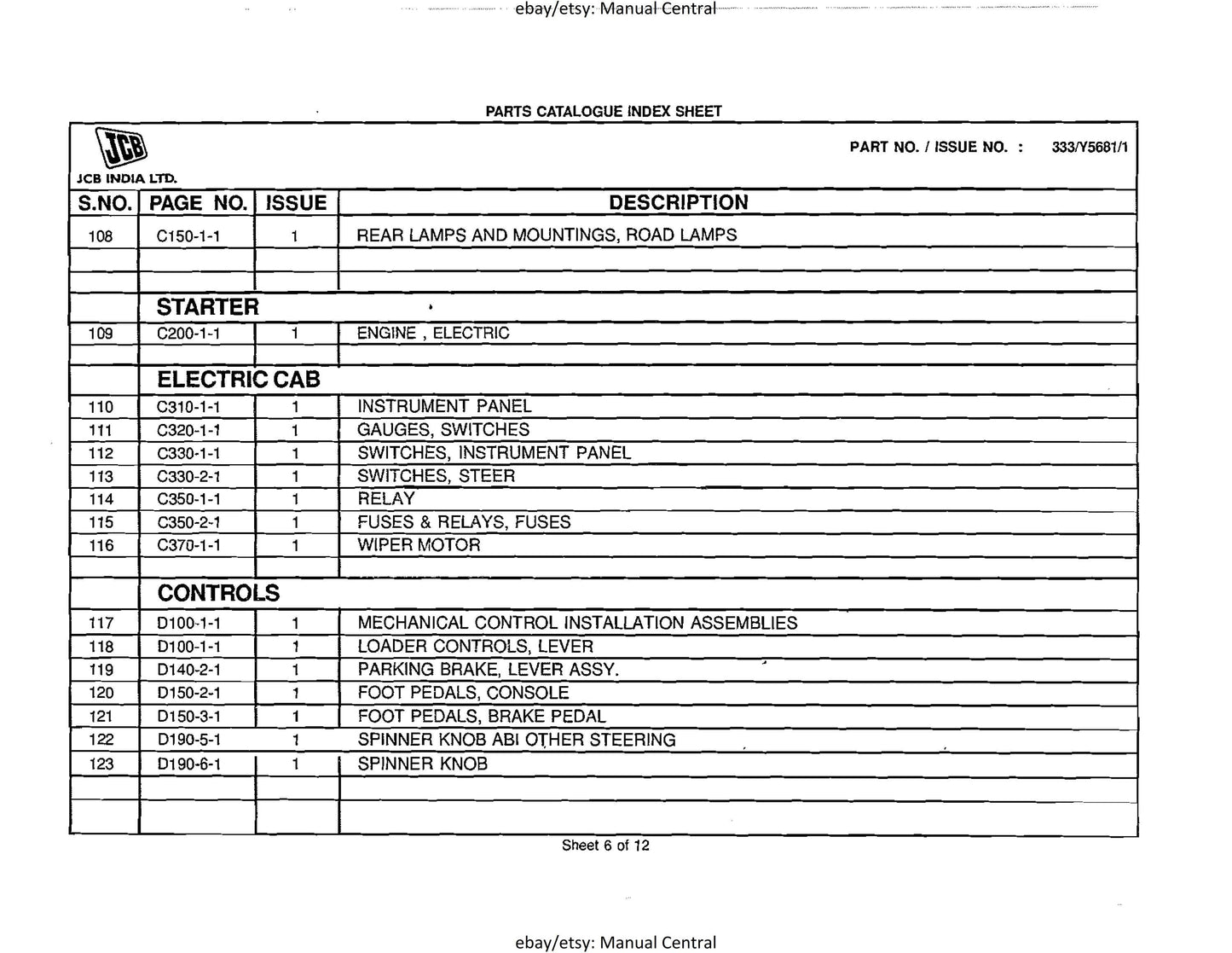 JCB 3DX Super BSIII Parts Book