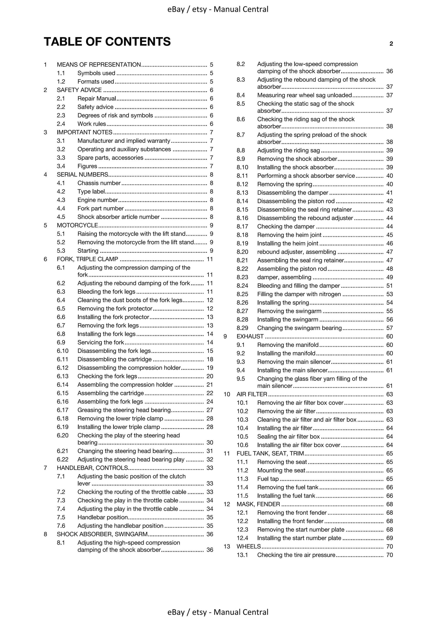 Husqvarna 2014 - TC 85 19/16 17/14 - Service Workshop Repair Manual
