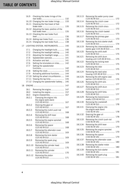 KTM 2017 - 125 150 XC-W - Service Workshop Repair Manual
