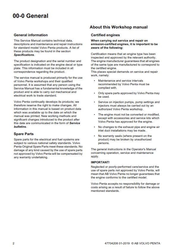 Volvo Penta - D4 D6 - Group 30 - Workshop Service Repair Manual