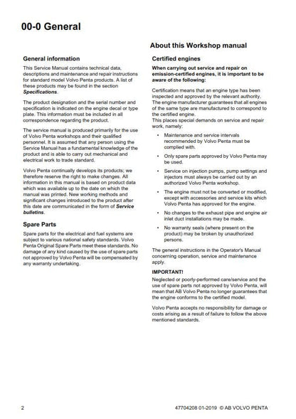 Volvo Penta - D4 D6 - Group 30 - Workshop Service Repair Manual