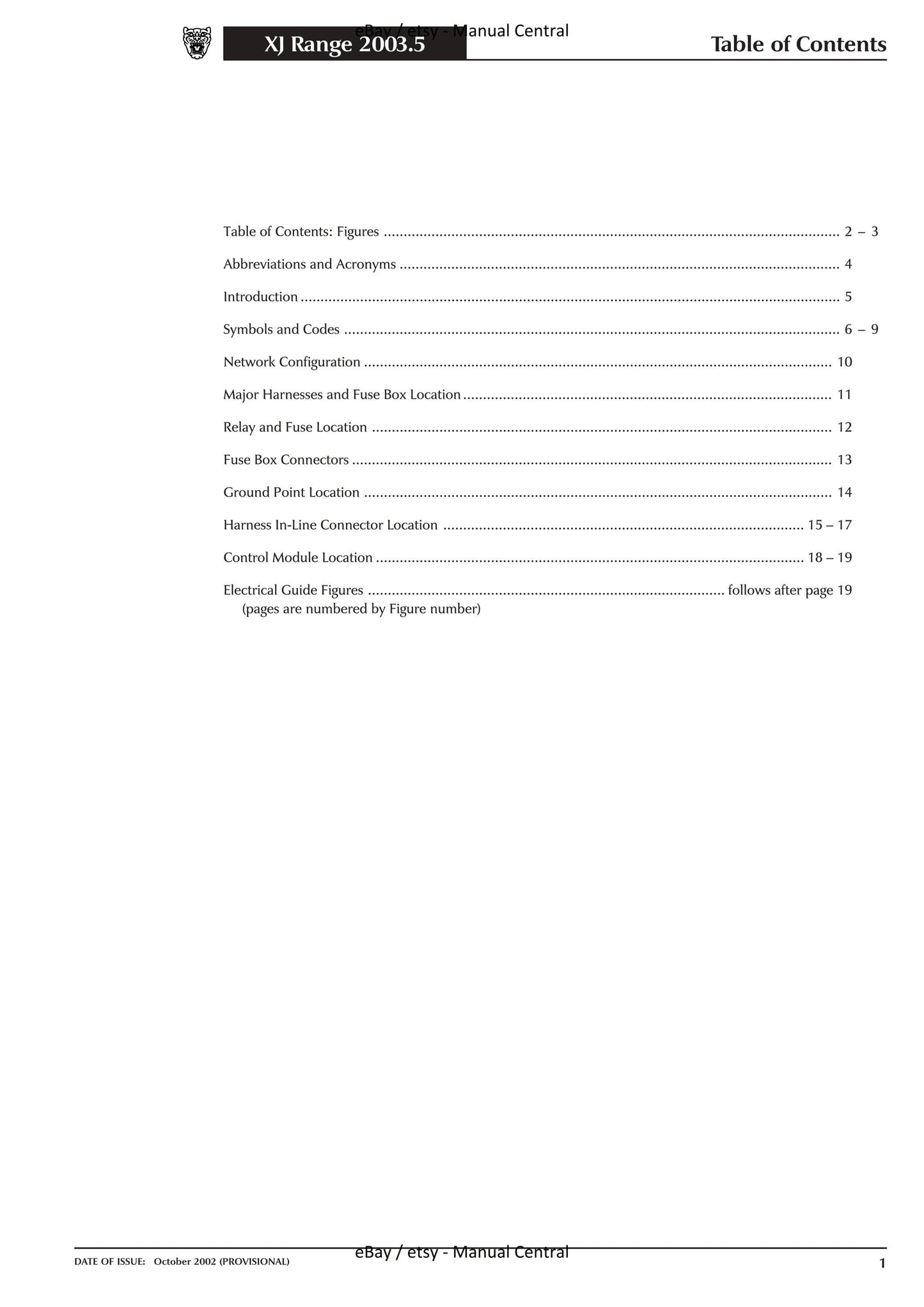 Jaguar XJ Range -2003.5 Model Year - Electrical Guide - Circuit Wiring Diagrams