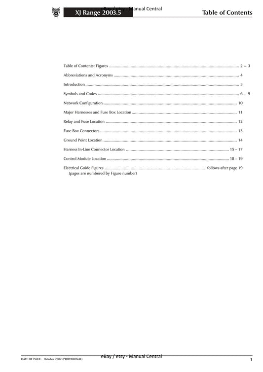 Jaguar XJ Range -2003.5 Model Year - Electrical Guide - Circuit Wiring Diagrams
