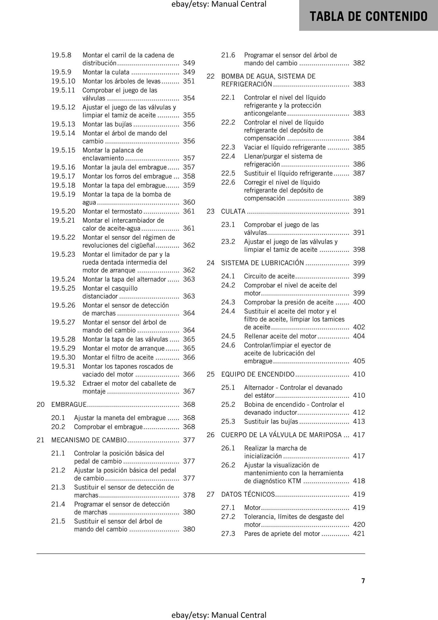 Spanish Language - KTM 2022 - 890 Adventure R - Manual de Reparacion