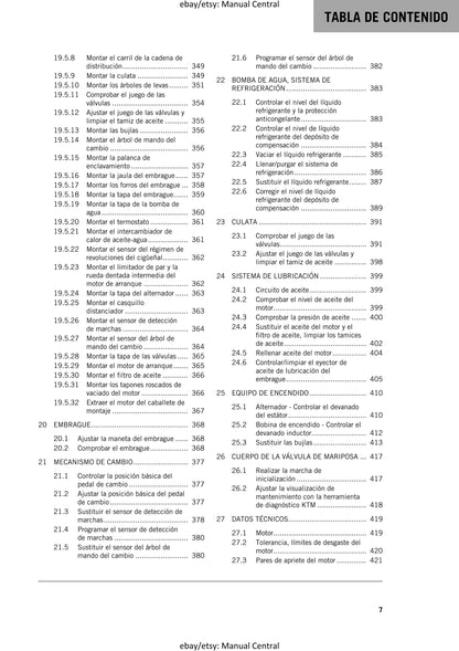 Spanish Language - KTM 2022 - 890 Adventure R - Manual de Reparacion
