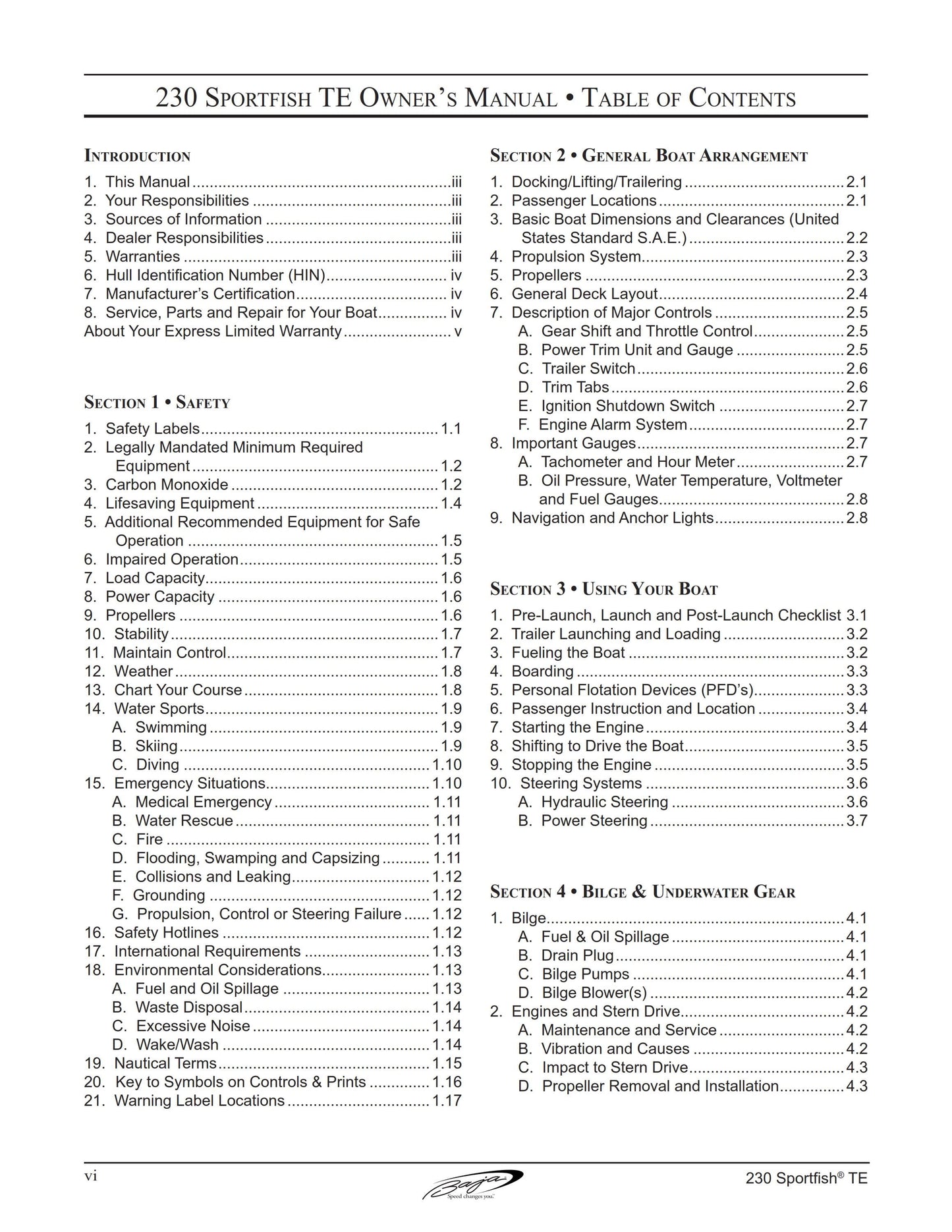 Baja Marine - 230 Sportfish Tournament Edition - Owners Manual