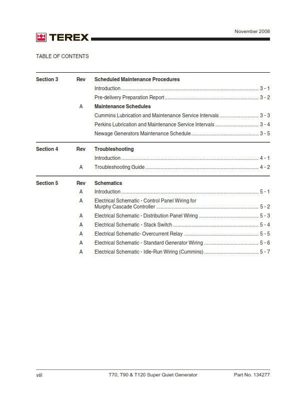 Terex - T70C T70P T90C T90P T120C T120P - Workshop Service Repair Manual - 2008