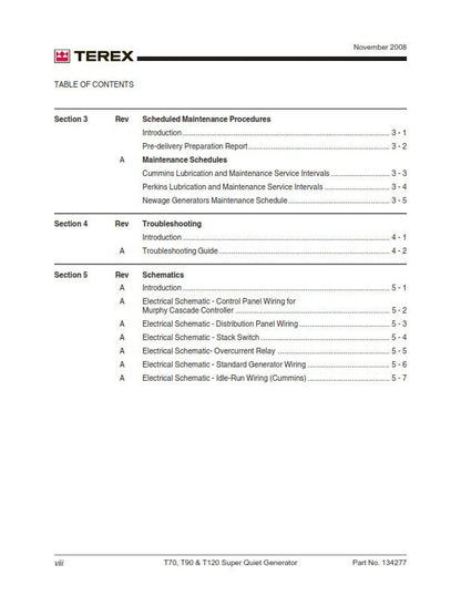 Terex - T70C T70P T90C T90P T120C T120P - Workshop Service Repair Manual - 2008
