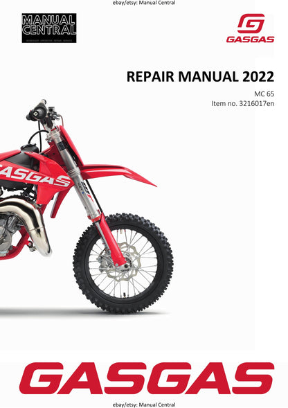 GasGas 2022 -MC 65 - Service Workshop Repair Manual