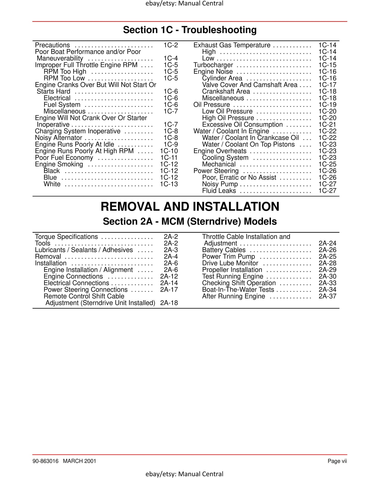 Mercury Mercruiser Service Manual 29 - D1.7L DTI - SN 0M055001 & Above