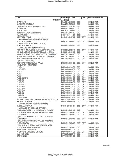 Link Belt - X2 Series - 130 - Parts Manual
