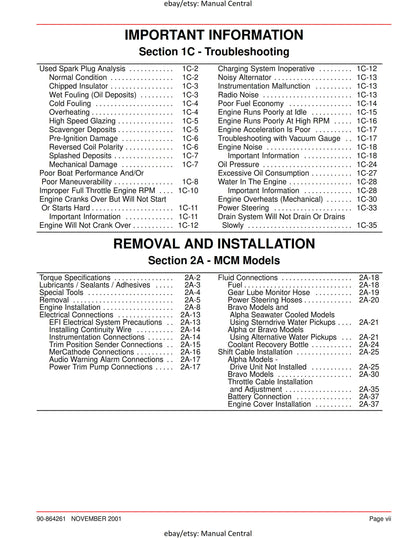 Mercury Mercruiser Service Manual 32 - 4.3L Gasoline Engine - SN 0M322781 & ABove -Nov 2001 Edition