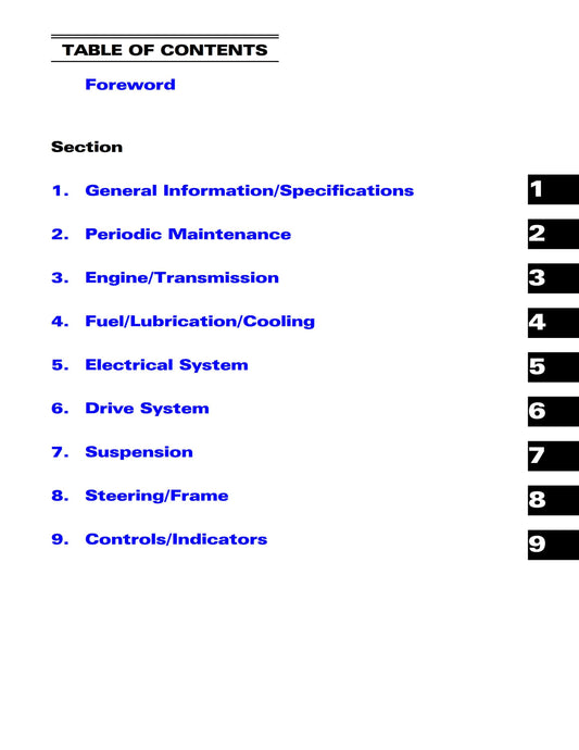 Arctic Cat 2009 - 400 500 550 H1 700 Thundercat 1000 H2 - Service Workshop Repair Manual