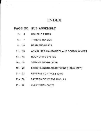 Singer - 1019 1025 1027 Parts Manual