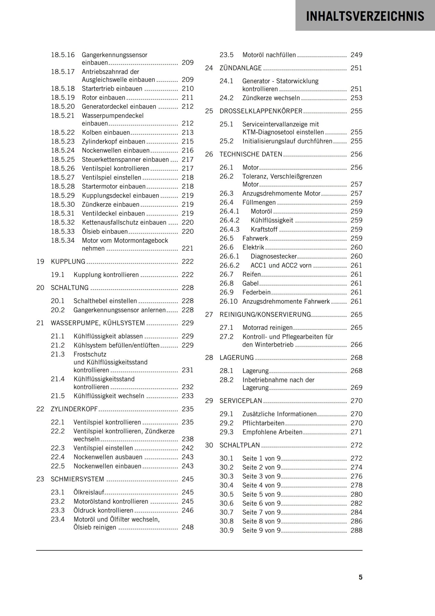 German Language - KTM 2018 - 125 DUKE - Reparaturanleitung - Service Workshop Repair Manual
