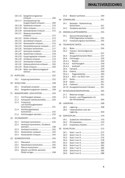German Language - KTM 2018 - 125 DUKE - Reparaturanleitung - Service Workshop Repair Manual