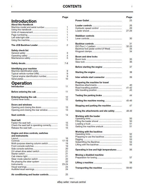 JCB 4CX Military Backhoe Loader Machines - Operator Handbook