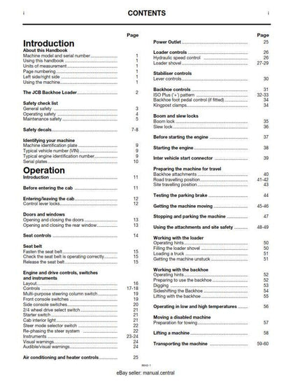 JCB 4CX Military Backhoe Loader Machines - Operator Handbook