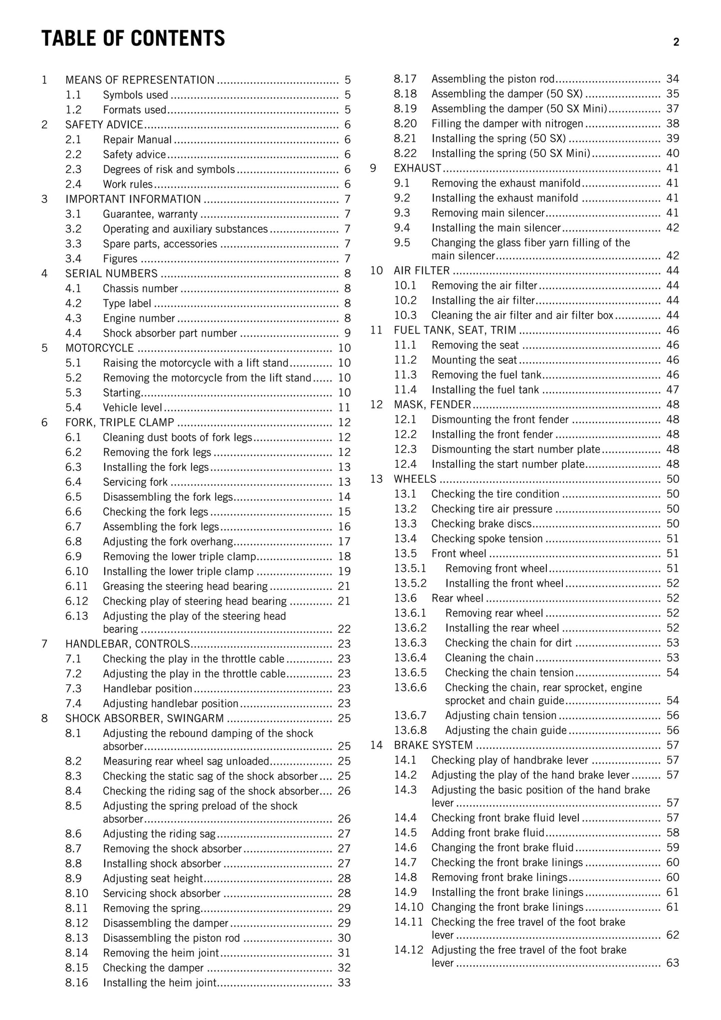 KTM 2010 - 50 SX Mini - Workshop Service Repair Manuals