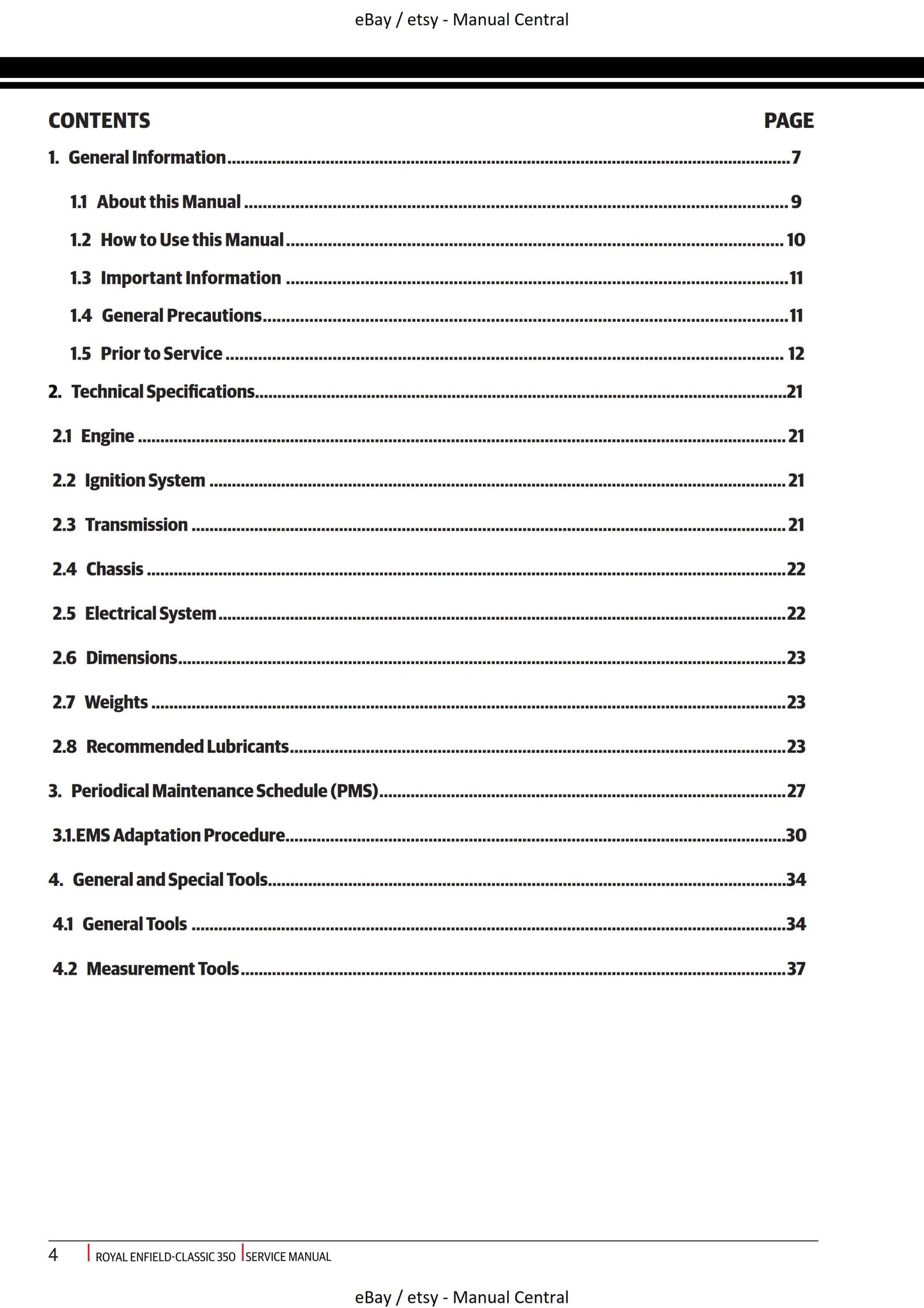 Royal Enfield - Classic 350 J Platform - Euro V -  Service Workshop Repair Manual 2021 Edition