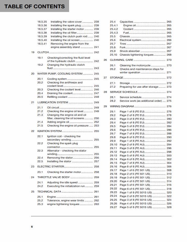 Husqvarna 2015 - FE 450 501 S - Service Workshop Repair Manual