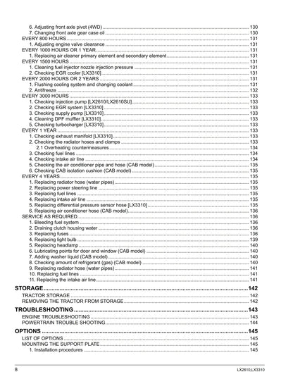 Kubota Tractor - LX2610 LX2610SU LX3310 Operator Manual